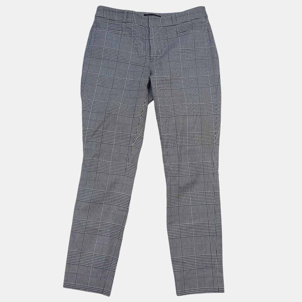 Banana Republic Sloan Pants Sz 2 Womens Glen Plaid Slim Fit Tapered Black White